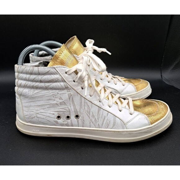 P448 Women's Palm High Top Sneaker Gold Toe Side Zip Euro 40/US 9 Designer Shoes - Picture 6 of 16